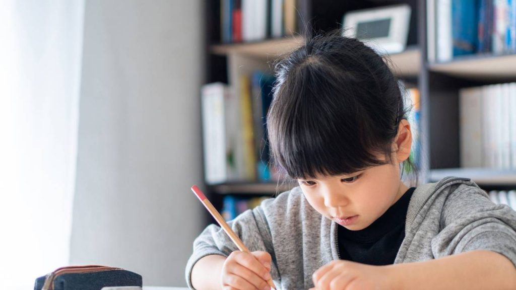 上田市の個別指導塾Smile Schoolで勉強する小学生